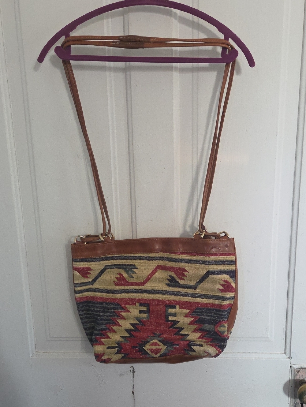 Cute Leather Trim Crossbody Bag